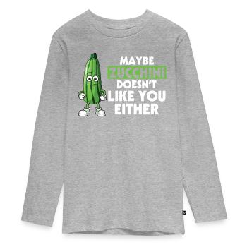 Courgette - T-shirt manches longues Premium Ado - gris chiné - Devant