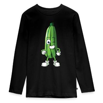 Courgette - T-shirt manches longues Premium Ado - noir - Devant - AI Model Kid Female (0cm)