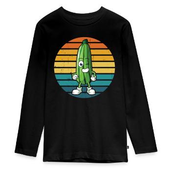 Courgette - T-shirt manches longues Premium Ado - noir - Devant - AI Model Kid Female (0cm)