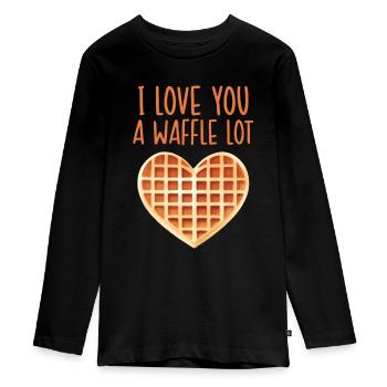 Ich liebe dich eine Waffel Menge - Teenager Premium Bio Langarmshirt - Schwarz - Vorne - AI Model Kid Female (0cm)