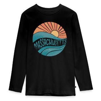 Massachusetts - T-shirt manches longues Premium Ado - noir - Devant - AI Model Kid Female (0cm)