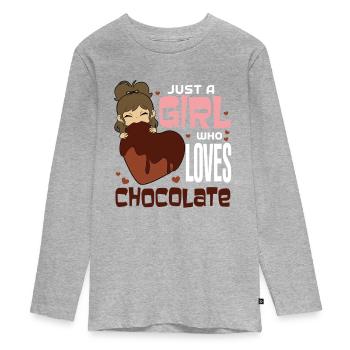 Le chocolat aime - T-shirt manches longues Premium Ado - gris chiné - Devant