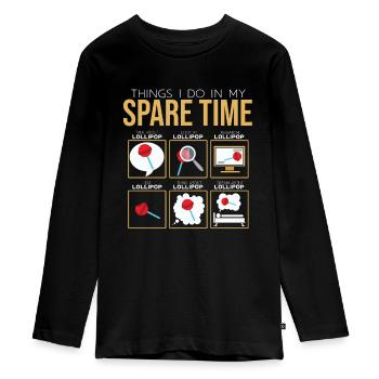 Lollipop Candy Gift - Teenager Premium Organic Long Sleeve Shirt - black - Front - AI Model Kid Female (0cm)