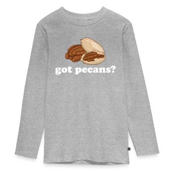 Pecannüsse Nüsse Geschenk - Teenager Premium Bio Langarmshirt - Grau meliert - Vorne