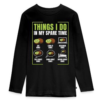 Kiwi - Teenager Premium Bio Langarmshirt - Schwarz - Vorne - AI Model Kid Female (0cm)