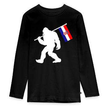 Kroatien Bigfoot - Teenager Premium Bio Langarmshirt - Schwarz - Vorne - AI Model Kid Female (0cm)