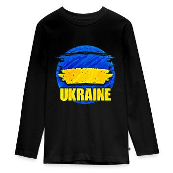 Ukraine - T-shirt manches longues Premium Ado - noir - Devant - AI Model Kid Female (0cm)
