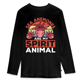 Cadeau d’anémones de mer - T-shirt manches longues Premium Ado - noir - Devant - AI Model Kid Female (0cm)
