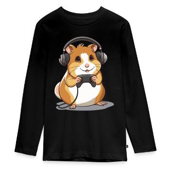 Hamster Video Game - Teenager Premium Organic Long Sleeve Shirt - black - Front - AI Model Kid Female (0cm)