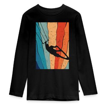 Kitesurfing - Teenager Premium Organic Long Sleeve Shirt - black - Front - AI Model Kid Female (0cm)
