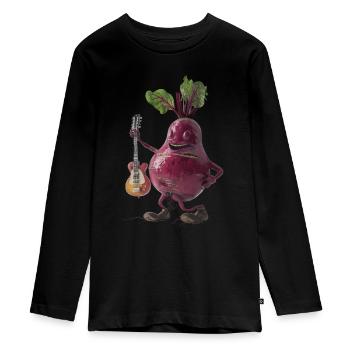 Beetroot Guitar - Teenager Premium Organic Long Sleeve Shirt - black - Front - AI Model Kid Female (0cm)