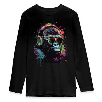 Gorille - T-shirt manches longues Premium Ado - noir - Devant - AI Model Kid Female (0cm)