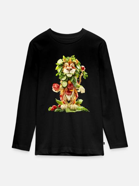 Löwe Salat - Teenager Premium Bio Langarmshirt - Schwarz