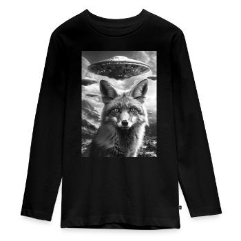 Ovni Selfie Renard - T-shirt manches longues Premium Ado - noir - Devant - AI Model Kid Female (0cm)