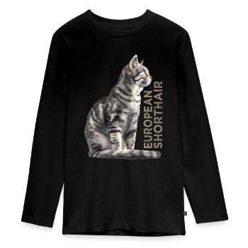 Européen à poil court - T-shirt manches longues Premium Ado - noir - Devant - AI Model Kid Female (0cm)
