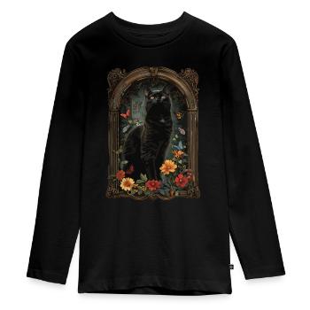 Chat de Bombay - T-shirt manches longues Premium Ado - noir - Devant - AI Model Kid Female (0cm)