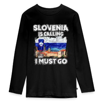 Slowenien - Teenager Premium Bio Langarmshirt - Schwarz - Vorne - AI Model Kid Female (0cm)