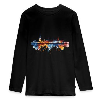 Waren (Müritz) - Teenager Premium Bio Langarmshirt - Schwarz - Vorne - AI Model Kid Female (0cm)