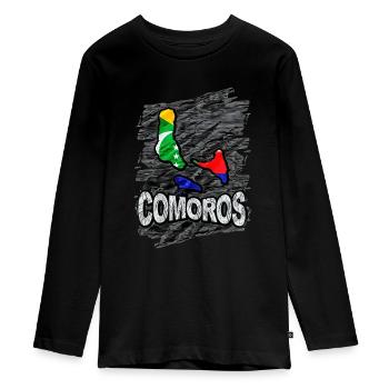 Comoros - Teenager Premium Organic Long Sleeve Shirt - black - Front - AI Model Kid Female (0cm)