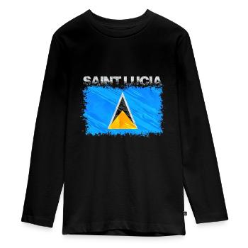 St. Lucia - Teenager Premium Bio Langarmshirt - Schwarz - Vorne - AI Model Kid Female (0cm)