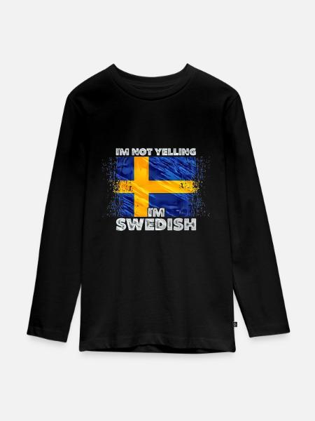 Schweden - Teenager Premium Bio Langarmshirt - Schwarz