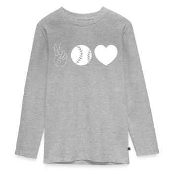 Baseball Love Gift Shirt - Teenager Premium Organic Long Sleeve Shirt - heather grey - Front