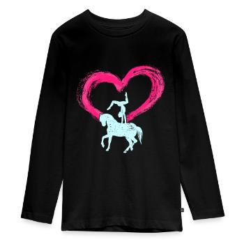 Mädchen Voltigieren Volti - Teenager Premium Bio Langarmshirt - Schwarz - Vorne - AI Model Kid Female (0cm)