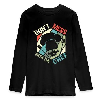 Cook -starred chef Gastro Restaurant - Teenager Premium Organic Long Sleeve Shirt - black - Front - AI Model Kid Female (0cm)