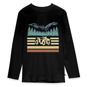 Vintage Retro Quad Driver Shirt Gift - Teenager Premium Organic Long Sleeve Shirt - black - Front - AI Model Kid Female (0cm)