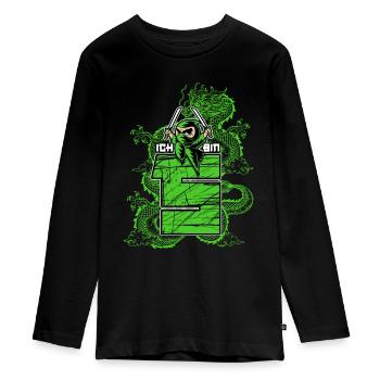 5 Jahre Ninja 5 Geburtstag Junge - Teenager Premium Bio Langarmshirt - Schwarz - Vorne - AI Model Kid Female (0cm)
