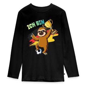 9. Geburtstag Ich bin 9 Jahre Fußball Junge - Teenager Premium Bio Langarmshirt - Schwarz - Vorne - AI Model Kid Female (0cm)