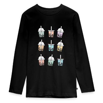 Boba Tea Bubble Tea Shirt Cadeau - T-shirt manches longues Premium Ado - noir - Devant - AI Model Kid Female (0cm)