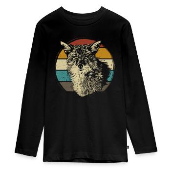 Coyote Kojote Tier Wildtier - Teenager Premium Bio Langarmshirt - Schwarz - Vorne - AI Model Kid Female (0cm)