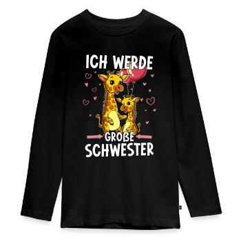 Ich Werde Große Schwester - Teenager Premium Bio Langarmshirt - Schwarz - Vorne - AI Model Kid Female (0cm)