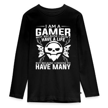Je suis un joueur - Drôle de jeu - T-shirt manches longues Premium Ado - noir - Devant - AI Model Kid Female (0cm)