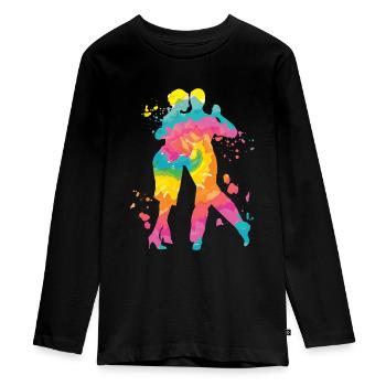 Argentine Tango Dancing Milonga Vals - Teenager Premium Organic Long Sleeve Shirt - black - Front - AI Model Kid Female (0cm)
