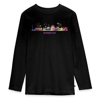 Budapester Skyline Budapest - T-shirt manches longues Premium Ado - noir - Devant - AI Model Kid Female (0cm)