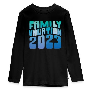 Summer family holidays 2023 - Teenager Premium Organic Long Sleeve Shirt - black - Front - AI Model Kid Female (0cm)