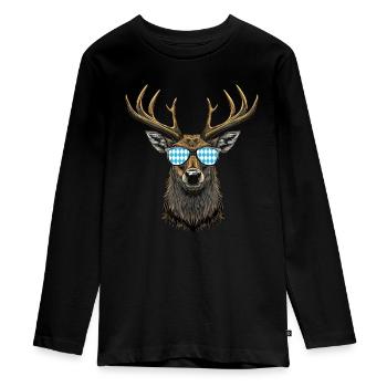 Hirschkopf Lunettes de soleil Bavaria Volksfest Lausbua - T-shirt manches longues Premium Ado - noir - Devant - AI Model Kid Female (0cm)
