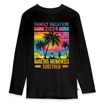 Familienurlaub Erinnerungen Schaffen - Teenager Premium Bio Langarmshirt - Schwarz - Vorne - AI Model Kid Female (0cm)