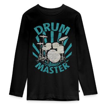 batterie - T-shirt manches longues Premium Ado - noir - Devant - AI Model Kid Female (0cm)