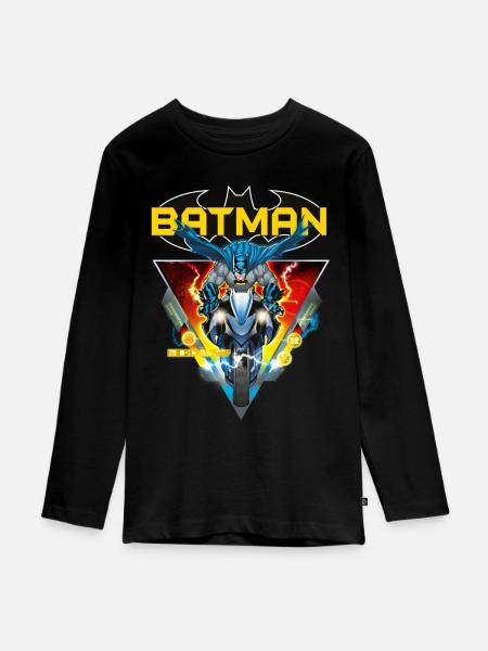 Batman und Batcycle - Teenager Premium Bio Langarmshirt - Schwarz