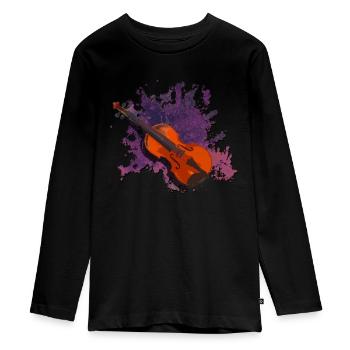 geige - Teenager Premium Bio Langarmshirt - Schwarz - Vorne - AI Model Kid Female (0cm)