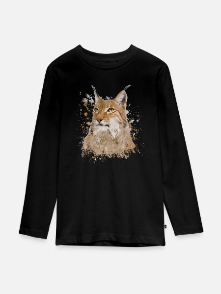 luchs - Teenager Premium Bio Langarmshirt - Schwarz