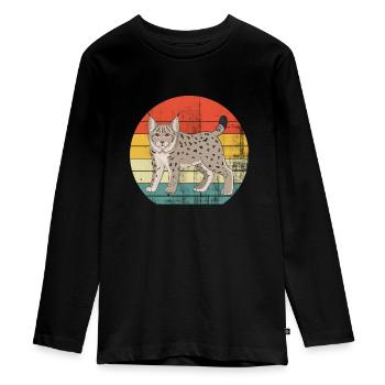 Lynx's favorite animal - Teenager Premium Organic Long Sleeve Shirt - black - Front - AI Model Kid Female (0cm)