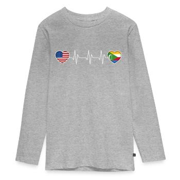 Comoros - Teenager Premium Organic Long Sleeve Shirt - heather grey - Front