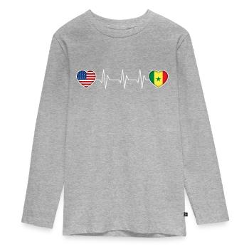 Senegal - Teenager Premium Organic Long Sleeve Shirt - heather grey - Front
