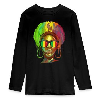Mali - T-shirt manches longues Premium Ado - noir - Devant - AI Model Kid Female (0cm)