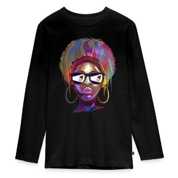 American Samoa - Teenager Premium Organic Long Sleeve Shirt - black - Front - AI Model Kid Female (0cm)