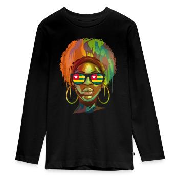 Togo - Teenager Premium Organic Long Sleeve Shirt - black - Front - AI Model Kid Female (0cm)